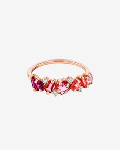 Kalan By Suzanne Kalan Nadima Red Ombre Half Band in 14k rose gold Red Ombre, Pink Topaz, Baguette Cut, White Diamonds, Morganite, Princess Cut, Pink Tops, Diamond White, Beautiful Jewelry