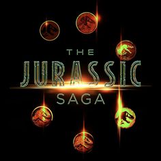 the title for the movie, the jurassic saga with an image of various planets and