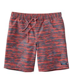 These stand-out printed swim trunks are the answer to any and every water adventure. From hitting the beach, going out for a paddle or spending a great day poolside, they move with you and dry quickly for all-day, anywhere comfort. Standard Fit: Sits lower on the waist and straight through the hip and thigh for a streamlined look. 8" inseam. In a blend of 50% recycled polyester and 50% elasterell-P with Sorona® for four-way stretch. Liner is made from 92% recycled polyester and 8% spandex. UPF 5 Multicolor Swim Trunks For Summer Outdoors, Casual Swim Trunks For Water Sports Vacation, Casual Red Swimwear For Surfing, Red Swim Trunks For Summer Water Sports, Outdoor Beachwear Swimwear With Go-dry, Casual Printed Swimwear For Water Sports, Casual Multicolor Swimwear For Water Sports, Summer Swimwear For Outdoor Vacation, Vacation Summer Swimwear