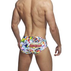 Featuring a low waistline and padded for a sexy look, these push-up beach pants are for fashionable men to enjoy beach time and water events. It comes with a cartoon pattern and is crafted of polyester and spandex material. This swimwear for men is very comfortable to wear for your beach days and a great one to invest in. Specifications Sport Type: swim Pattern Type: Cartoon Origin: Mainland China Model Number: U085 Material: Polyester,Spandex Item Type: Briefs Gender: MEN Fit: Fits true to size, take your normal size CN: Guangdong Brand Name: GeraldBlack Shipping This product ships from China in 3 to 5 days. You should receive this product within 12 to 21 business days. Our standard shipping is free to most countries around the world. At checkout, you will have the option to purchase 12 d Graffiti Fashion, Swimwear For Men, Cartoon Graffiti, American Cartoons, Fashionable Men, Beach Surfing, Swimming Swimsuit, Graffiti Cartoons, Swimming Trunks