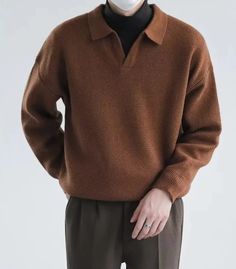 Korean baggy design sweater made of premium quality materials and designed to keep you warm in cold seasons. It is available in a variety of colors and in all sizes, so you can choose any style that fits your personality like the casual or classy style. This men’s sweater features a solid pattern and is available in the following colors: Black,Brown,Gray,Apricot Wool: Standard Wool Benefits: Comfort & Breathable Style: Casual / Elegant Gender: Men Season: All Season Material: Polyster Pattern Ty Casual Brown Knit Polo Sweater, Trendy Brown Long Sleeve Sweater, Brown Relaxed Fit Sweater For Winter, Casual Brown Turtleneck Sweater, Modern Fall Sweater, Trendy Brown Sweater For Streetwear, Brown Ribbed Collar Sweatshirt For Fall, Modern Long Sleeve Sweater With Ribbed Cuffs, Modern Fall Sweater With Ribbed Cuffs