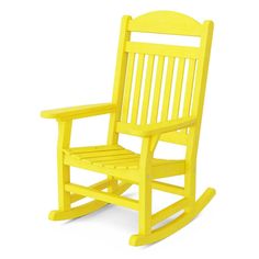 a yellow rocking chair on a white background