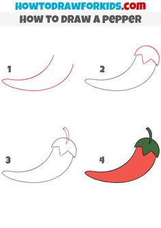 how to draw a pepper step by step drawing instructions for kids and beginners with pictures