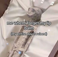 an egyptian statue with the words me when i forget my lip balm, my entire day is ruined