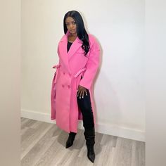 Oversized Pink Trench Coat With Side Splits. Long Tan Jacket, Oversized Trench, Pink Trench Coat, Oversized Trench Coat, Trench Coat Outfit, Hooded Trench Coat, Velvet Coat, Long Trench, Long Trench Coat