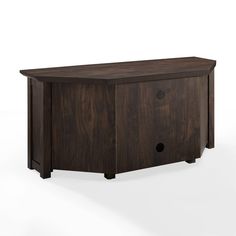 the sideboard is made out of wood and has two holes in it