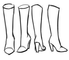 four different types of boots are shown in this drawing