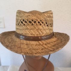 Inside Measures Approximately 22 1/2” Casual Tan Straw Hat For Spring, Spring Outdoor Fitted Straw Hat, Fitted Brown Straw Hat Casual, Fitted Brown Casual Straw Hat, Fitted Casual Brown Straw Hat, Straw Hats, Straw Hat, Accessories Hats, Straw