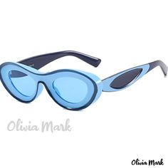 Olivia Mark - Professional Blue Patchwork Casual Sunglasses for Everyday Wear Retro Blue Sunglasses For Party, Blue Retro Plastic Sunglasses, Retro Blue Plastic Sunglasses, Blue Sunglasses With Uva Protection For Party, Party Sunglasses With Uva Protection In Blue, Retro Blue Sunglasses For Spring, Blue Sunglasses With Uv Protection For Parties, Blue Plastic Sunglasses With Mirrored Lenses, Blue Mirrored Plastic Sunglasses