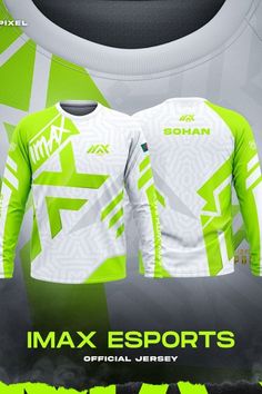 an image of a green and white jersey with the words max esportss on it