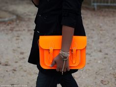 satchel Neon Bag, She's A Lady, Orange Crush, Cambridge Satchel, Orange Bag, Orange Fashion, Cambridge Satchel Company, Neon Orange, Office Wear