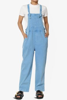 Embrace everyday chic with these denim overalls that blend utility and style. Their adjustable straps and relaxed fit ensure all-day comfort, perfect for casual outings.Made with a soft cotton blend and durable twill, these versatile one-piece jumpsuits are a wardrobe staple for any season.The cropped tapered legs and bib pocket add a contemporary touch to the timeless design, while slant pockets merge convenience with streetwear vibes.Ideal for casual travel, weekend wear, or special occasions, Casual Shortalls With Side Pockets, Spring Overalls With Slip Pockets And Relaxed Fit, Light Wash Cotton Shortalls, Light Wash Cotton Overall Shortalls, Medium Wash Cotton Shortalls With Adjustable Straps, Light Wash Cotton Jumpsuit With Pockets, Light Wash Cotton Jumpsuits And Rompers With Pockets, Solid Cotton Overalls With Bib Front, Cotton Overalls With Bib Front