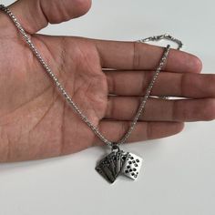 Y2k 2000s Vintage Style Card Stack Grunge Goth Silver Necklace These Chains Are Unisex! Brand New Y2k Fashion Men, Grunge Necklaces, Silver Necklace Men, Dagger Earrings, Silver Chain For Men, Goth Jewelry, Leather Corded Necklace, Mens Silver Necklace, 2000s Vintage