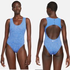 The Women's Nike Swim Water Dots Keyhole Back One Piece Offers Light Bust Support Ideal For Low-Impact Water Activities. It's Lined For A Better Fit And Modesty And Has A Zip Back With Pull And Zipper Garage For Enhanced Comfort And Easy On And Off. The Sporty One-Piece Swimsuit Features Standard Bottom Coverage And A High-Leg Cut That Sits Above The Hip, Allowing Comfortable Mobility. Mesh Insets Ensure Breathability And Help With Water Drainage. A Sustainable Choice For Everyday Athletes, This Nike Swimwear For Spring Swimming, Spring Nike Swimwear For Swimming, Nike Spring Swimwear For Swimming, Nike Summer Pool Bodysuit, Nike One-piece Swimwear For Pool, Nike One-piece Swimwear For Summer, Nike One Piece Swimsuit, Nike Swimsuit, Grey One Piece