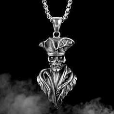 Mens Jewelry Silver, Boys Teenage, Gothic Pirate, Skull King, Skull Pirate, Rock Pendant, Punk Pirate, Dark Punk, Punk Skull