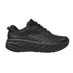 Hoka Women's Bondi Sr Running Shoes Color: Black Design: Water-Resistant, Full-Grain Leather Upper Earned The Apma Seal Of Acceptance For Promoting Foot Health In-Shoe Comfort: Full-Length Eva Midsole Offers Plush Hoka Cushioning Soft Lining Wrap On The Tongue For Enhanced Comfort Padded Memory Foam Collar For A Comfortable And Locked-In Fit Durability & Traction: Early Stage Meta-Rocker Offers A Smooth Ride And Limits Pain On Your Feet Outsole Features A Slip-Resistant Rubber And A Tread Design Black Running Shoes With Abzorb Midsole, Black Running Shoes With Ortholite Insole For Outdoor, Black Running Shoes For Walking With Abzorb Midsole, Functional Black Sneakers With Removable Insole, Black Sneakers With Rubber Sole For Walking, Black Leather Running Shoes With Round Toe, Black Closed Toe Walking Shoes With Rubber Sole, Black Walking Sneakers With Rubber Sole, Leather Running Shoes With Medium Fit And Round Toe