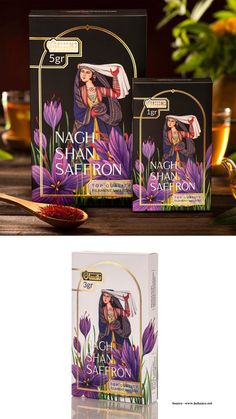 the packaging design for nagel shan saffron tea