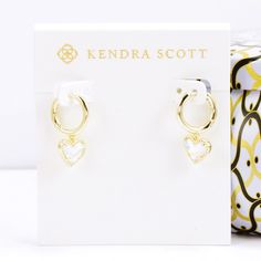 Kendra Scott Ari Heart Huggie Earrings - Dichroic Glass - Gold Plated Over Brass - O.60” Outside Diameter, - 0.43” L X 0.40” W Charm Cardholder & Dust Bag & Brand New Kendra Scott Heart Earrings, Jewelry Kendra Scott, Kendra Scott Earrings, Huggie Earrings, Dichroic Glass, Kendra Scott Jewelry, Bag Brand, Huggies Earrings, Kendra Scott