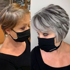 Grey Hair Looks, Grey Blonde Hair, Salt And Pepper Hair, Fine Straight Hair, Gray Hair Cuts, Short Grey Hair, Transition To Gray Hair