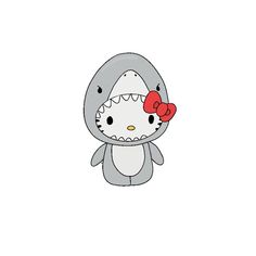 Hello kitty shark Jaws universal pfp profile picture backround photo drawing Buff Hello Kitty Drawing, Cute Sharks Drawings, Silly Sharks Doodles, Cute Pfp Icons Animal Cartoon, Cute Pfp Aesthetic Insta Cartoon, Shark Pfp Cute, Stitch And Hello Kitty, Shark Aesthetics, Ocean Pfp