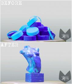 two pictures with different shapes and sizes of soaps