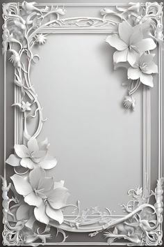 an ornate white frame with flowers on it