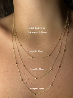 Handmade Item Materials: Gold Style: Ball Force 14K Solid Gold Ball Cable Chain Necklaces, 3.00mm 18"-22" inches, Men Women, 14K SOLID Gold Moon Cable Chain Necklace * Gold Color: 14K Yellow Gold * The length of the chain in the photos are 18" / 20" / 22" inches (45/50/55 cm). * The thickness of the balls on the chain in the photos are 3.00 mm. 14k Gold Satellite Chain Necklace, 14k Gold Round Satellite Chain Necklace, Gold Satellite Chain Necklace, Necklace Gold Chain, Cable Chain Necklace, Necklaces Gold, Gold Moon, Chain Necklaces, Gold Chain Necklace