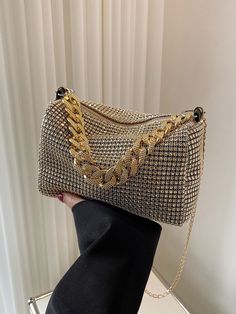 Rhinestone Handbags, Silver Handbag, Bridal Purse, Wedding Purse, Stylish Bag, Mini Fashion, Square Bag, Chain Bags, Lunch Bag