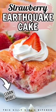 Strawberry Cheesecake Cake, Earthquake Cake Recipes, Earthquake Cake, Chicken And Rice Casserole, Red Beans And Rice, Strawberry Dessert Recipes, Strawberry Dessert