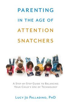 a book cover with children laying on their backs and the title, parenting in the age of attention snatchers