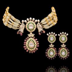 Crafted with precision and capturing the essence of blooming beauty, our Shifali Set is perfect for both casual and formal occasions! When elegance meets nature's charm, every detail sparkles with timeless allure. Adorned with dazzling CZ and emerald stones, white faux pearls, and real plum blossom tourmaline beads, this set exudes sophistication and grace. The set includes a necklace and a pair of matching earrings. Approximate earrings length is 3". Gold-plated on high-quality brass as the bas Tourmaline Beads, Plum Blossom, Emerald Stone, Formal Occasion, Matching Earrings, Faux Pearl, Tourmaline, Plum, Emerald