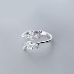 Rings - Crystal Leaf Ring Leaf Rings, Rings For Women Wedding, Silver Leaf Ring, Silver Rings Simple, Leaf Ring, Cute Rings, Pretty Rings, Girly Jewelry, Rings Simple