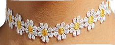 Handmade Flower Choker For Summer, Handmade Spring Choker As A Gift, Handmade White Choker For Spring, Summer Flower Choker Necklace For Gift, Yellow Choker Jewelry For Summer, Spring Gift White Choker, Yellow Choker Necklace For Summer, White Flower Choker For Spring, Spring Gift Choker