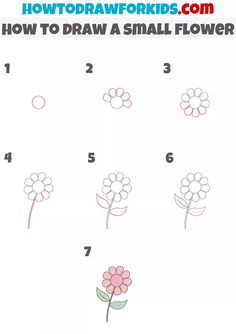 how to draw a small flower step by step instructions for kids and beginners with pictures