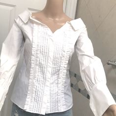 New With Tags White Office Shirt For Spring, Spring Formal Cotton Blouse, Chic Fitted White Shirt, Chic White Fitted Shirt, Button Down Shirts, White Shirt, Button Down Shirt, Color White, Womens Tops