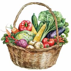 a basket filled with lots of different types of vegetables