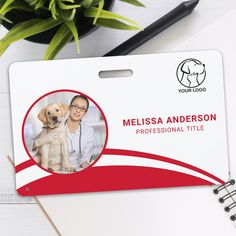 a dog id card is shown next to a notepad