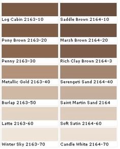 the different shades of brown and white are shown in this color chart, which is also available