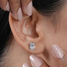 Conflict-Free OMC Diamond Wedding Studs, Cushion Cut Lab Diamond Earrings Available In Various Sizes, 4 Claw Prong Setting Everyday Studs, Birthday Gifts, Eco-Friendly Diamond Earring Made By Aarsh Jewels.  💎𝐂𝐞𝐧𝐭𝐞𝐫 𝐃𝐢𝐚𝐦𝐨𝐧𝐝 𝐃𝐞𝐭𝐚𝐢𝐥𝐬 : Shape: Old Mine Cushion Cut Total Carat Weight:  0.50 TCW 1.00 TCW 1.50 TCW 2.00 TCW 2.50 TCW 3.00 TCW 3.50 TCW 4.00 TCW 4.50 TCW 5.00 TCW Color-Clarity: EF-VS Type: Lab-Grown Diamond Certificate: IGI Certificate with additional charge ◆ 𝐉𝐞𝐰𝐞 Sterling Silver Cushion Cut Wedding Earrings, Sterling Silver Cushion Cut Earrings For Wedding, White Radiant Cut Earrings With Prong Setting, Gift Radiant Cut White Earrings, White Radiant Cut Earrings As A Gift, Radiant Cut Diamond Wedding Earrings, White Radiant Cut Earrings Gift, Wedding Studs, Jewelry Details