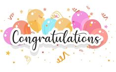 congratulations card with balloons and confetti on white background stock photo, royalty illustration