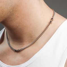 Tackle any challenge with our // abtblank Trifecta Silver Chain Necklace. Featuring three polished chain links and a reconstructed curb chain, this fearless necklace comes in two sizes with a fitted lobster clasp closure, so you can conquer any adventure with confidence and style. available in 18 and 21 inches stainless steel fitted closure reconstructed chain grunge aesthetic Casual Everyday Jewelry With Silver Chain, Casual Everyday Silver Chain Jewelry, Casual Everyday Jewelry In Stainless Steel, Casual Everyday Stainless Steel Jewelry, Trendy Metal Jewelry With Adjustable Length, Modern Everyday Silver Chain Jewelry, Casual Necklaces With Adjustable Chain For Everyday, Resizable Adjustable Metal Jewelry, Casual Jewelry With Adjustable Chain In Metal