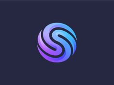 the letter s in a circle logo is purple and blue, with a black background