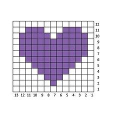 a purple heart is shown in the shape of a cross stitch pattern on a white background