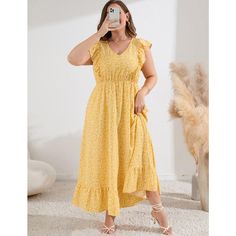 Plus Size Summer Dress with Pocket Ruffle Cap Sleeveless V Neck Side Split Long Beach Maxi Dress Summer Sleeveless Dress With Ruffled Straps For Beach, Summer Sleeveless Dress With Ruffles For Beach Season, Summer Sleeveless Dress With Ruffle Hem, Sundress With Ruffle Hem For Vacation, Casual Ruffle Sleeveless Dress For Vacation, Sleeveless Ruffle Hem Sundress For Vacation, Spring Beach Sleeveless Dress With Ruffle Hem, Spring Sleeveless Dress With Ruffle Hem For Beach, Sleeveless Ruffle Hem Dress With Ruffled Straps For Vacation