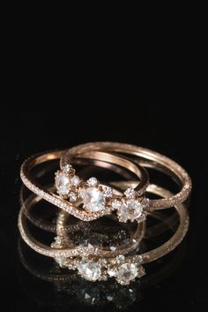 Kataoka Three Cosmos Rings via @catbirdnyc. Perfect for stacking! Cosmic Engagement Ring, Constellation Ring Engagement, Catbird Rings, Special Engagement Ring Catbird, Melanie Casey Stargaze Ring, Moonstone Engagement Ring Rose Gold, Moonstone Engagement Ring Set, Cheap Engagement Rings, Rose Gold Diamond Ring Engagement