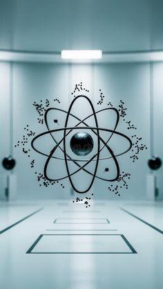 A black and white image of a atom structure science symbol in the middle, AI royalty free stock image Atom Structure, Science Symbols, White Image, Art Studies, In The Middle, Atom, Biology, A Black