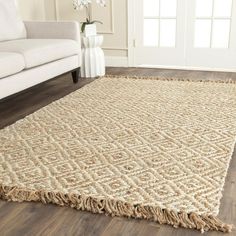 Safavieh Natural Fiber NF-450 Rugs | Rugs Direct Ivory Carpet, Jute Rug Living Room, Seagrass Rug, Area Room Rugs, Diamond Trellis, Jute Area Rug, Jute Rug Runner, Brown Couch, Living Room Area