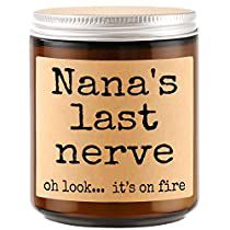 a jar of peanut butter with the words nana's last nerve on it