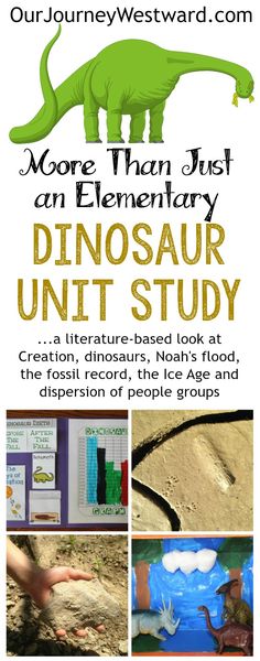 an advertisement for the dinosaur unit study with pictures of different animals and their habitats