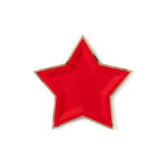 a red star shaped plate on a white surface